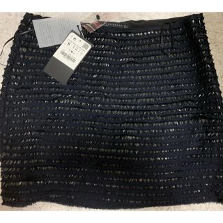 ザラ(ZARA)のZARA 黒フリンジミニスカート(ミニスカート)