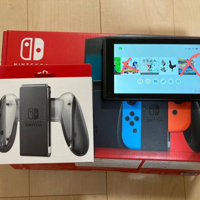 任天堂新型　Nintendo Switch＋充電グリップ＋鳥魂＋空気読み2