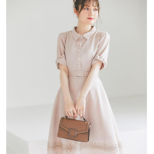 tocco - リボンモチーフスリーブで可愛さをプラス☆ベルト付きレース ... リボンモチーフスリーブで可愛さをプラス★ベルト付きレース装飾シャツワンピース