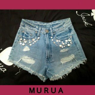 ムルーア(MURUA)のＭＵＲＵＡ ビジュー付Ｊ/Ｗ SP-T(ショートパンツ)