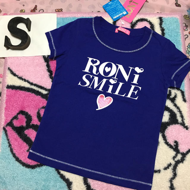 RONI(ロニィ)の新品タグ付き★RONI★スマイルTシャツ★ブルーS双子ちゃん可能 キッズ/ベビー/マタニティのキッズ服女の子用(90cm~)(Tシャツ/カットソー)の商品写真