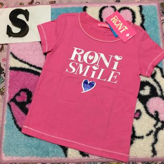 ロニィ(RONI)の新品タグ付き★RONI★スマイルTシャツ★Sピンクラスト(Tシャツ/カットソー)