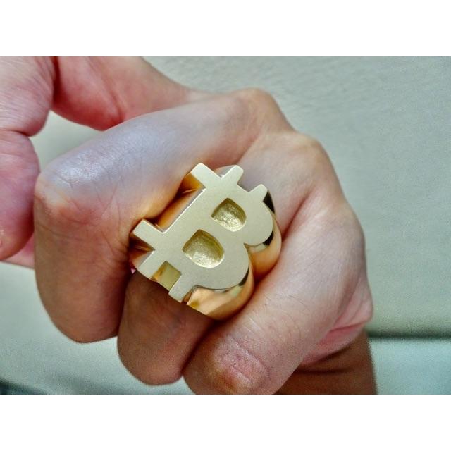 仁尾彫金『ゴールドビットコイン印台リング』ハンドメイド185