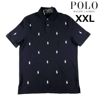 ポロラルフローレン(POLO RALPH LAUREN)のポロ ラルフローレン 半袖 ポロシャツ ポニー(XXL)紺 総柄 190131(ポロシャツ)