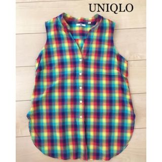 ユニクロ(UNIQLO)のUNIQLO チェック　シャツ　ノースリーブ　Sサイズ(シャツ/ブラウス(半袖/袖なし))