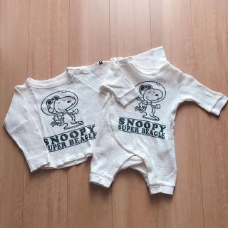 ブリーズ(BREEZE)のBREEZEブリーズ スヌーピー ワッフル生地 トップス&ロンパース セット(Tシャツ/カットソー)