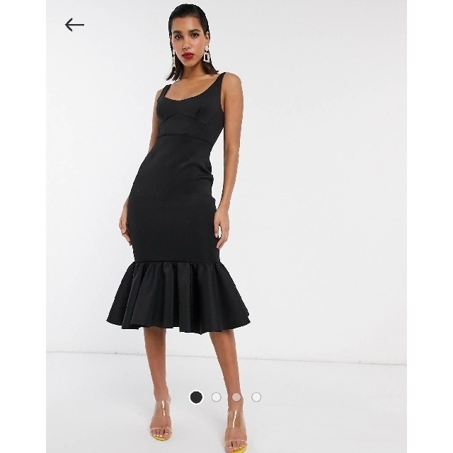 asos(エイソス)のエイソス ブラックドレス  パーティードレス US2 UK6  新品未使用 レディースのフォーマル/ドレス(ミディアムドレス)の商品写真