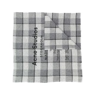 アクネ(ACNE)の正規品 ACNE 19AW ストール グレーチェック ロゴプリント 大判マフラー(マフラー/ショール)