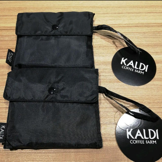 KALDI(カルディ)のカルディ エコバッグ ブラック 2枚 レディースのバッグ(エコバッグ)の商品写真
