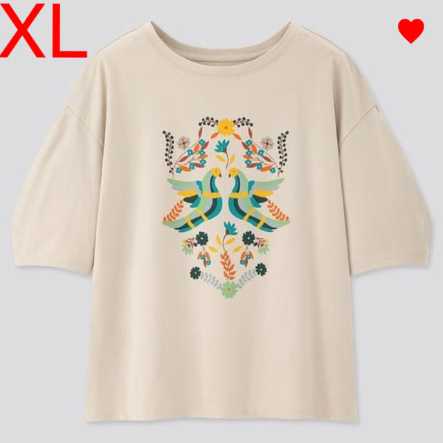 ANNA SUI(アナスイ)のユニクロ アナスイ ANNA SUI コラボ UTシャツ XL ライトグレー 鳥 レディースのトップス(Tシャツ(半袖/袖なし))の商品写真