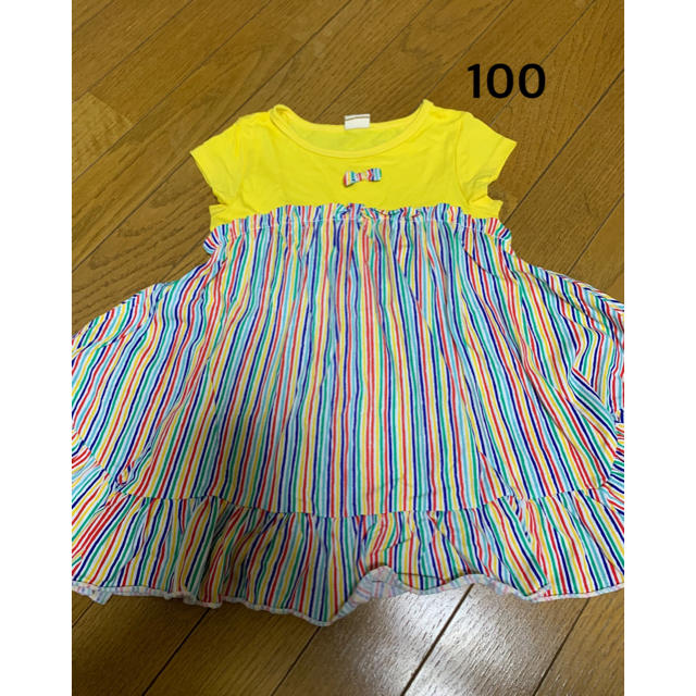 mou jon jon(ムージョンジョン)の美品　ムージョンジョン　ワンピース　100 キッズ/ベビー/マタニティのキッズ服女の子用(90cm~)(ワンピース)の商品写真