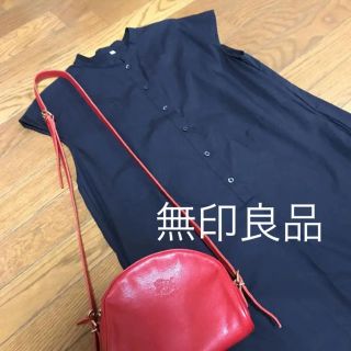 ムジルシリョウヒン(MUJI (無印良品))の(無印良品)綿混ストレッチフレンチスリーブワンピース 婦人Ｓ(ロングワンピース/マキシワンピース)