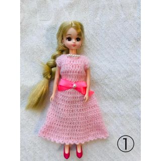 リカちゃん 服 ピンクドレス リボン(その他)