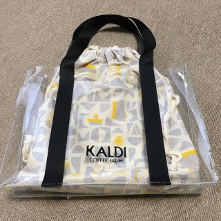 カルディ(KALDI)のカルディ夏のコーヒーバッグ2020 ビニールバッグ(幾何学デザイン)(トートバッグ)