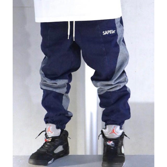 値下げ sapeur サプール DENIM トラックパンツ デニム XL メンズのパンツ(ワークパンツ/カーゴパンツ)の商品写真