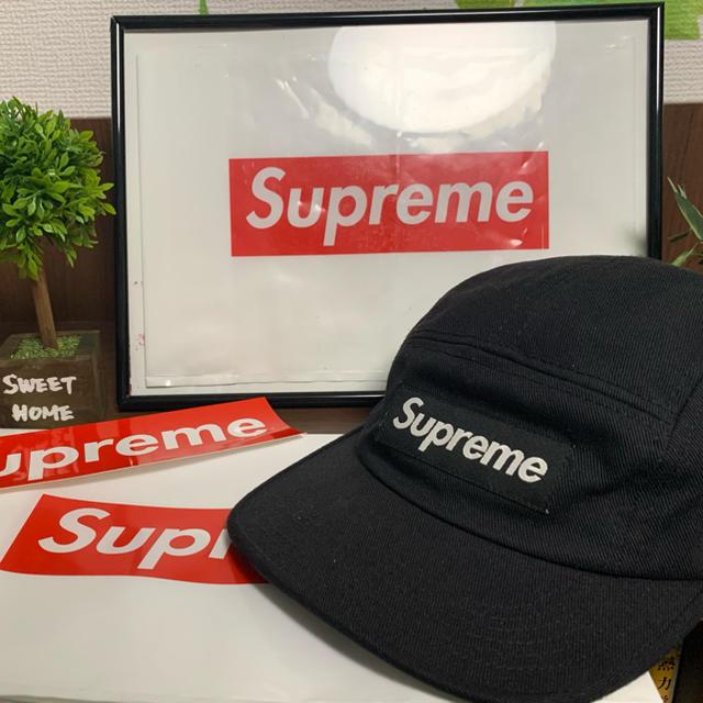 supreme キャップ　美品　ブラック