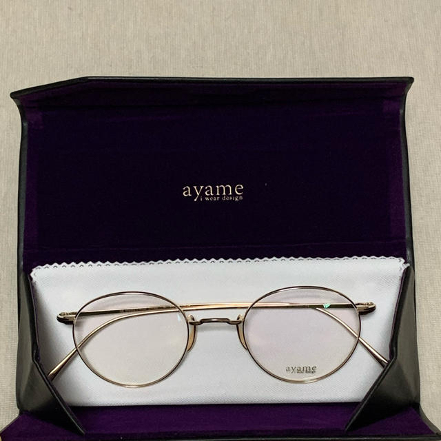 Ayame(アヤメ)の最終値下げ　新品未使用　ayame メガネMANRAY ホワイトゴールド レディースのファッション小物(サングラス/メガネ)の商品写真