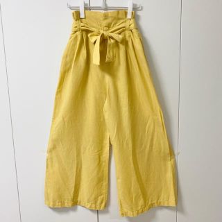 ザラ(ZARA)の美品★リネン風紐ベルト付きワイドパンツ(カジュアルパンツ)