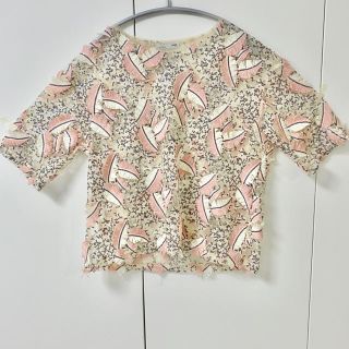 ザラ(ZARA)の美品★透け感フェザー トップス ブラウス(シャツ/ブラウス(半袖/袖なし))