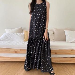 ザラ(ZARA)のimport❁︎クルーネック ドット フレア 2way ロングワンピース(ロングワンピース/マキシワンピース)