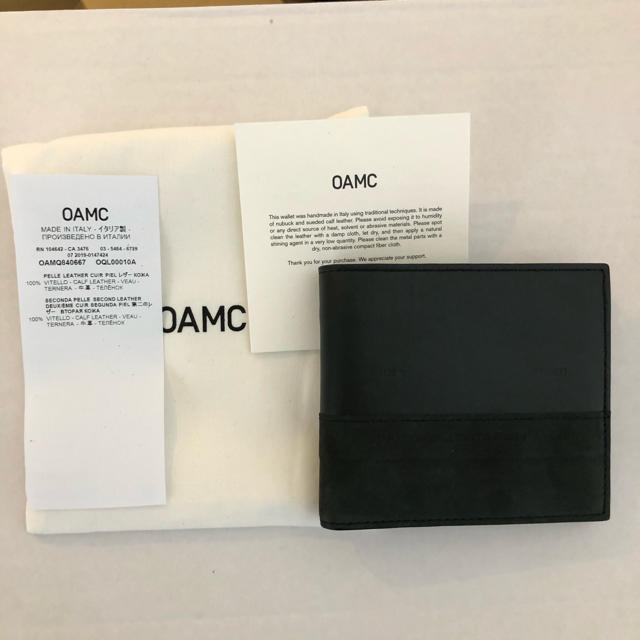 OAMC 二つ折り財布 レザー 黒 ヌバック 牛革