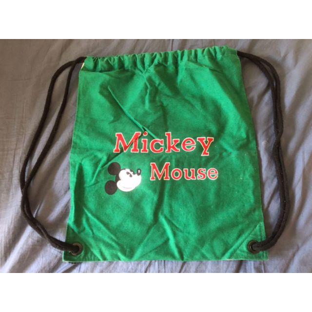 Disney(ディズニー)のミッキーマウスのリュック！◆巾着型　◆グリーン　◆コンパクト収納リュック キッズ/ベビー/マタニティのこども用バッグ(リュックサック)の商品写真