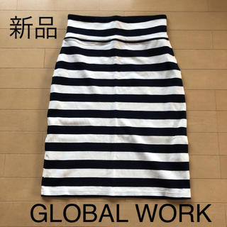 グローバルワーク(GLOBAL WORK)の新品☆グローバルワーク ボーダーペンシルスカート(ひざ丈スカート)