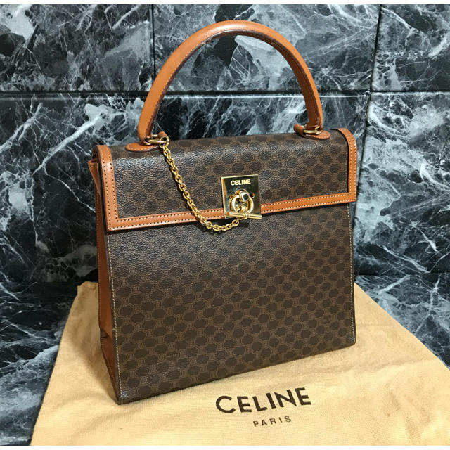 CELINE オールドセリーヌマカダム柄ハンドバッグ-