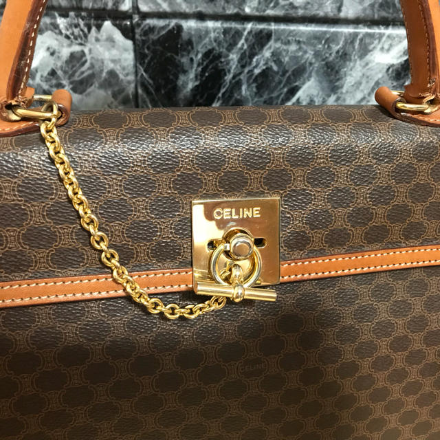 【極美品】OLD CELINE オールドセリーヌ マカダム柄 金具 ハンドバッグ