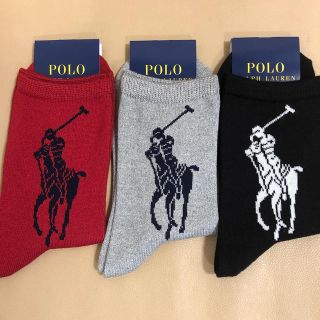 ポロラルフローレン(POLO RALPH LAUREN)の新品　レディース  ポロラルフローレン　デカポロ柄綿ソックス3足組(ソックス)