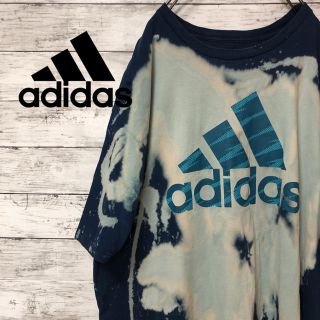 アディダス(adidas)の【古着 1点物 ブリーチ加工】ビッグシルエット  ビッグロゴプリント(Tシャツ/カットソー(半袖/袖なし))