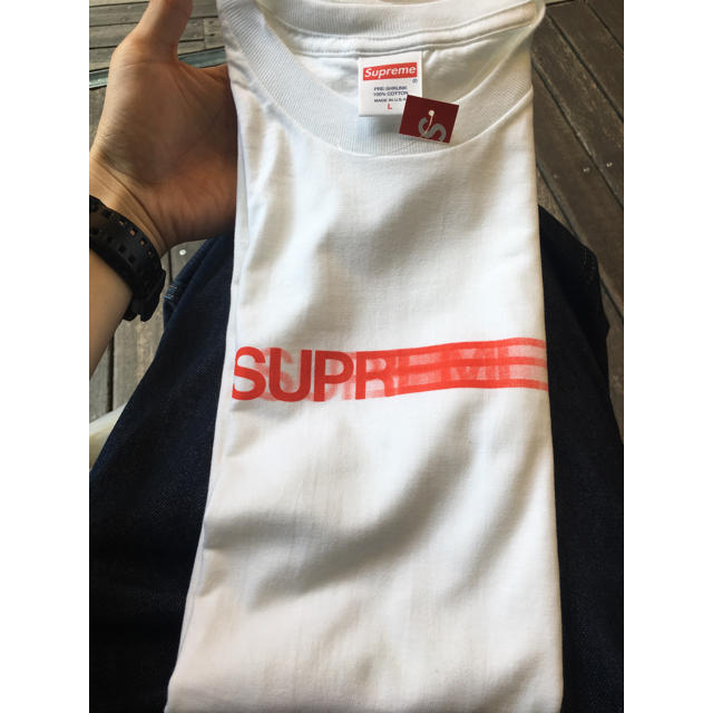 (白) Supreme Motion Logo Tee (L)Tシャツ/カットソー(半袖/袖なし)