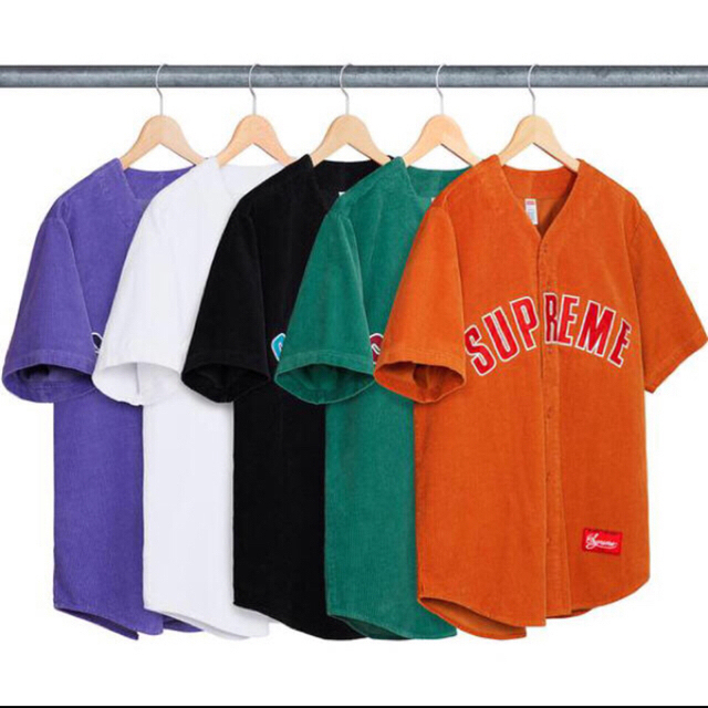 supreme ベースボールシャツ コーデュロイ ブラック