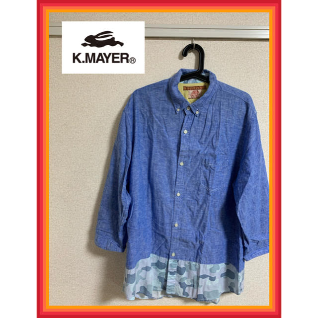 KRIFF MAYER(クリフメイヤー)の【KRIFFMAYAR】シャツ　半端袖　ブルー　古着　メンズ　2Lサイズ レディースのトップス(シャツ/ブラウス(長袖/七分))の商品写真