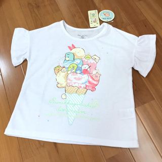 サンエックス(サンエックス)の新品♡すみっコぐらし 袖フリル Tシャツ 110 ホワイト 速乾(Tシャツ/カットソー)