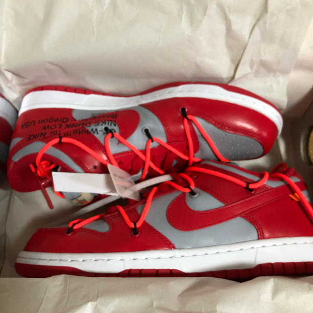 26.5 Off white nike dunk low red オフホワイト