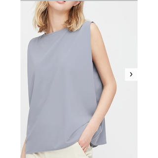 ユニクロ(UNIQLO)のクレープジャージT ユニクロ　ブルー　M(Tシャツ/カットソー(半袖/袖なし))