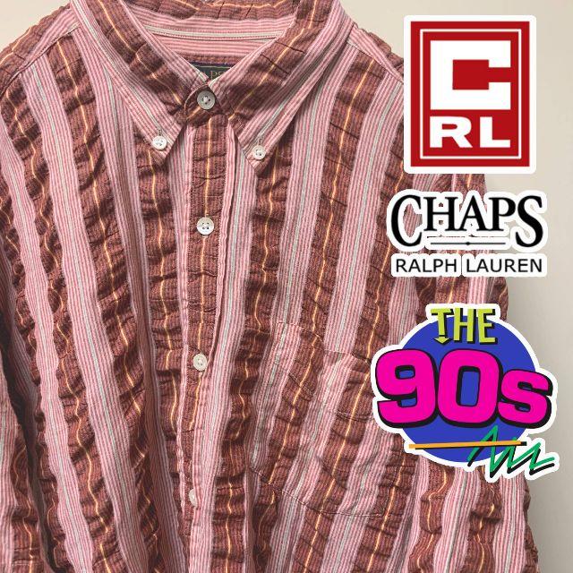 CHAPS(チャップス)の90s チャップス ラルフローレン 半袖 ストライプシャツ L ゆるだぼ  メンズのトップス(シャツ)の商品写真