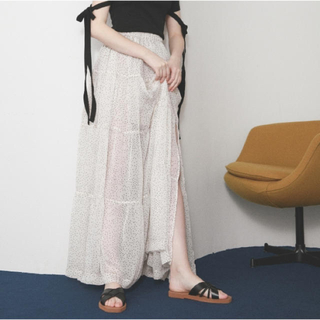 ロザリームーン(Rosary moon)のChiffon Dot Teared Skirt(ロングスカート)