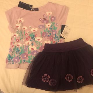 アナスイミニ(ANNA SUI mini)の新品　アナスイミニ  110 その② チュールレーススカパン&トップスセット(Tシャツ/カットソー)