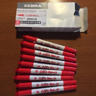 ゼブラ(ZEBRA)の未使用ZEBRA チェックペン アルファ 赤色マーカー【消しペン付】(ペン/マーカー)