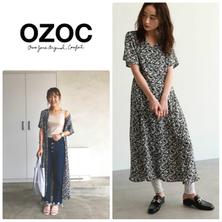 オゾック(OZOC)の♥SALE【OZOC/オゾック】Vネック花柄ロングワンピース☆黒ブラック完売(ロングワンピース/マキシワンピース)