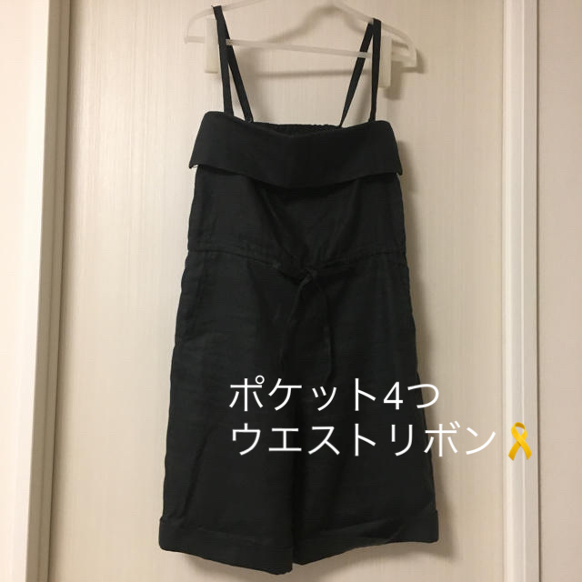 IENA(イエナ)のIENA オールインワン サロペット リネン 黒 ポケット4つ レディースのパンツ(サロペット/オーバーオール)の商品写真