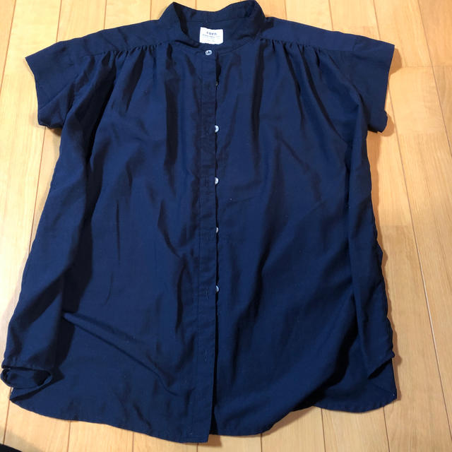 coen(コーエン)のレディース　シャツ　ノースリーブ  半袖　サイズフリー　紺　コーエン レディースのトップス(シャツ/ブラウス(半袖/袖なし))の商品写真