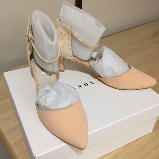 ランダ(RANDA)の✨美品  RANDA  レースコンビポインテッドアンクルパンプス(ハイヒール/パンプス)