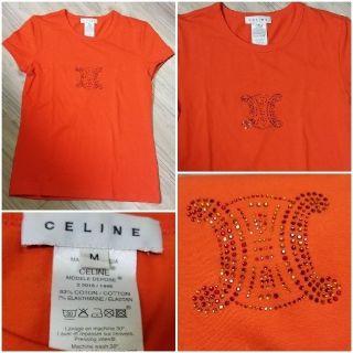 セリーヌ(celine)の正規品中古超絶美品‼️セリーヌCELINE　BIGビジューロゴ入りTシャツ(Tシャツ(半袖/袖なし))