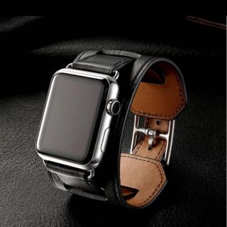 アップルウォッチ(Apple Watch)のエルメスアップルウォッチ対応　レザーベルト　38 40 42 44mm ブラック(レザーベルト)