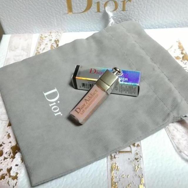 Dior(ディオール)のディオールアディクトリップマキシマイザー001＆ディオール巾着ポーチ コスメ/美容のベースメイク/化粧品(リップグロス)の商品写真