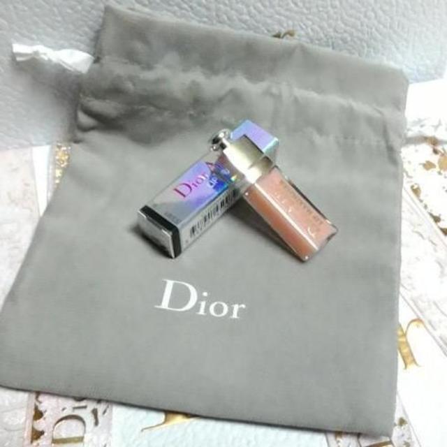 Dior(ディオール)のディオールアディクトリップマキシマイザー001＆ディオール巾着ポーチ コスメ/美容のベースメイク/化粧品(リップグロス)の商品写真