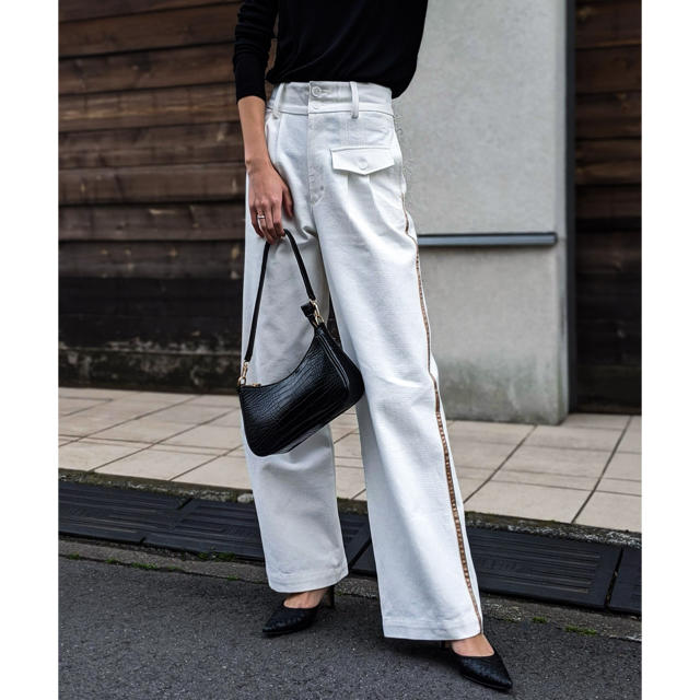 カジュアルパンツACLENT   Side line slacks pants【WHITE】